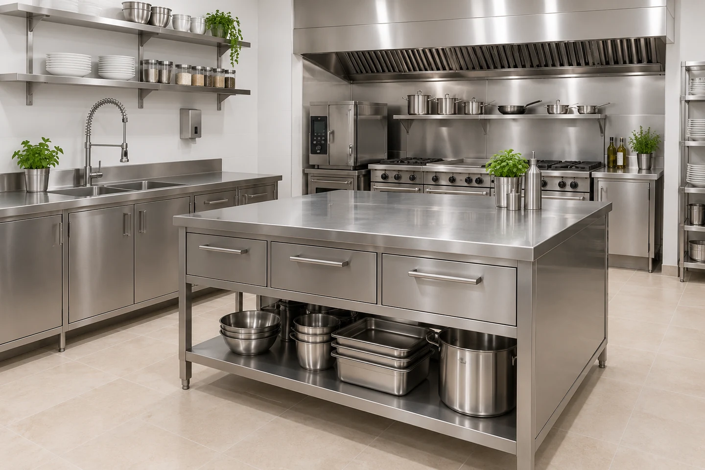 Custom stainless workstations and sinks